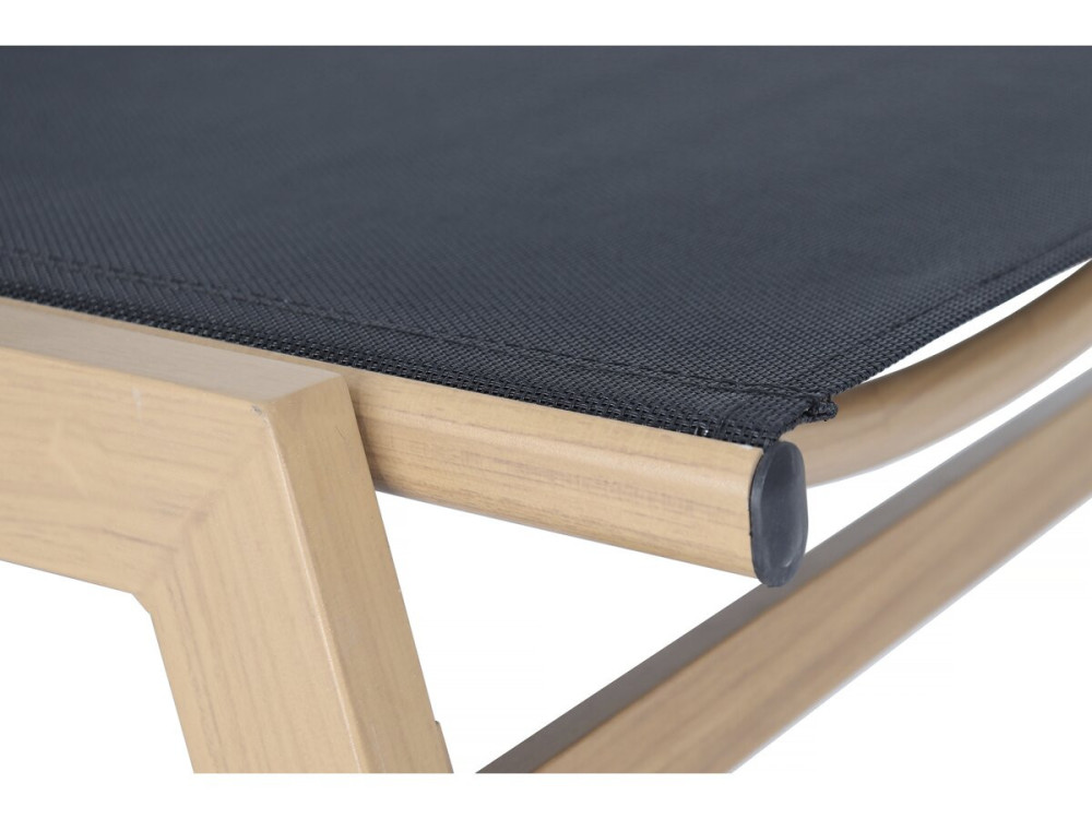 Tumbona de aluminio "Elysia" efecto madera - Negro