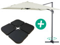 Parasol Lateral de jardín Alu "Sun 3" - Cuadrado  Carré - 3 x 3 m - Lastres incluidos - Negro - Crudo