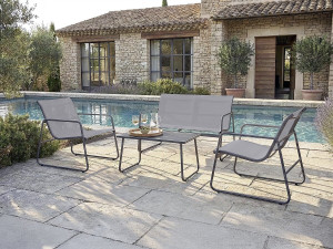 Conjunto de muebles de jardín de metal "Fortaleza" - 4 plazas - Gris claro 2