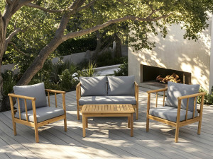 Conjunto de muebles de jardín de madera "Milano" con cojines - 4 plazas - Gris 2