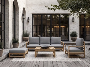 Conjunto de muebles de jardín de madera de acacia con cojines "Bellingham" - 5 plazas - Gris 2
