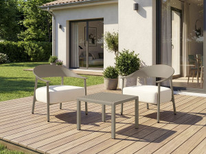 Conjunto de muebles de jardín "Céora" de metal y plástico - 2 plazas - Topo 2