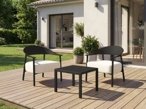 Conjunto de muebles de jardín "Céora" de metal y plástico - 2 plazas - Negro 2