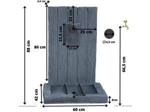 Fuente "ARDOISE" - Fabricada en piedra reconstituida - 59 x 44 x 87 cm - Gris 2