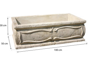 Jardinera grande "Verona - piedra - 50 x 100 x 30 cm 2