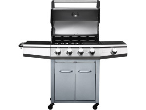 Barbacoa a gas con LED "Bingo 5" - 5 quemadores donde 1 es lateral - 15.2kW + Funda de protección - Plateado 2
