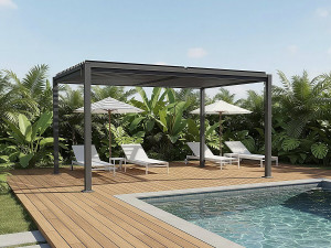 Pérgola bioclimática autoportante "Howard" con lamas orientables - 3 x 4 m - Gris 2