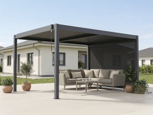 Pérgola bioclimática "Windsor premium" con led y toldo de aluminio - 3 x 4 m - Gris 2