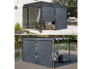 Juego de 2 estores enrollables para pérgola - 124 x 225 cm - Antracita 2