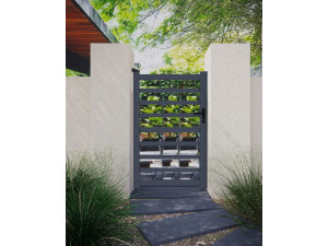 Puerta de aluminio calado «Marius» - 100 x 180 cm - Gris 2