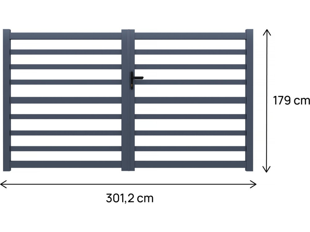 Puerta de aluminio calada "Martin" - 300 x 180 cm - Gris