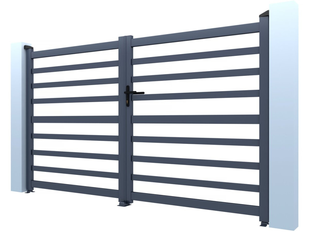 Puerta de aluminio calada "Martin" - 300 x 180 cm - Gris