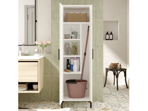 Armario de madera multifuncional "Jienna" - 50 x 36 x 165 cm - Blanco 2