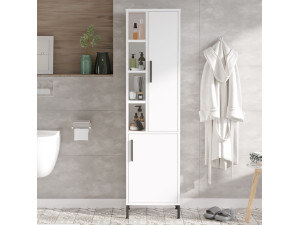 Armario de madera multifuncional "Vile" - 45 x 35 x 174 cm - Blanco 2