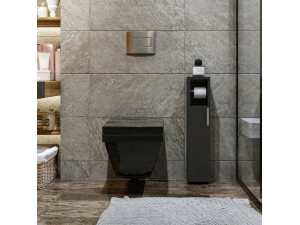 Portarrollos de madera "Star" - 15 x 12 x 65 cm - Gris antracita 2