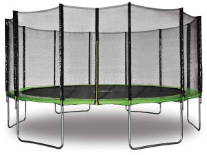 Cama elástica "Yoopi" - Ø 4.90 m - Verde - Con red + escalera + funda + kit de anclaje