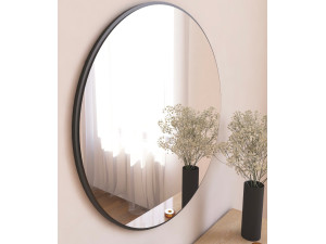 Espejo de madera "Ozze" - 60 x 60 cm - Negro 2