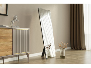 Espejo de madera "Vitros" - 55 x 150 cm - Negro 2