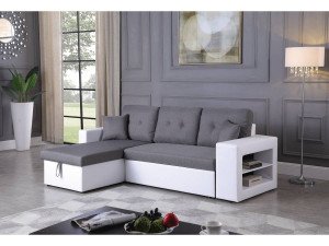 Sofá esquinero convertible/reversible "Axel" - Blanco/Gris 2