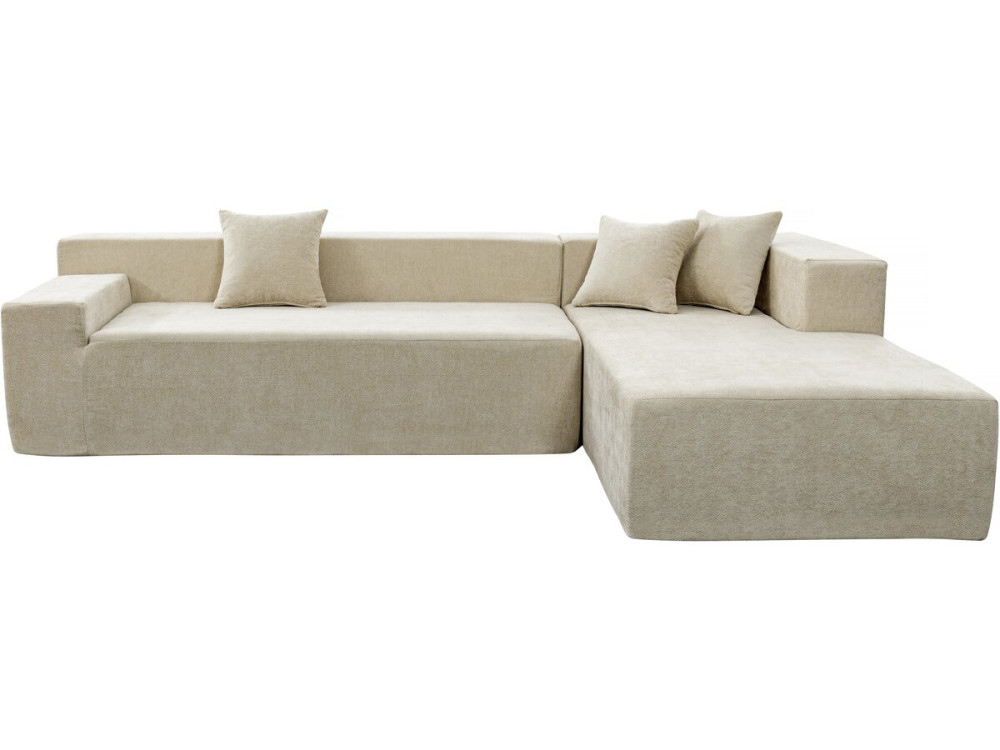 Sofá esquinero de tela texturizada «Tessaro» - 4 plazas - Beige