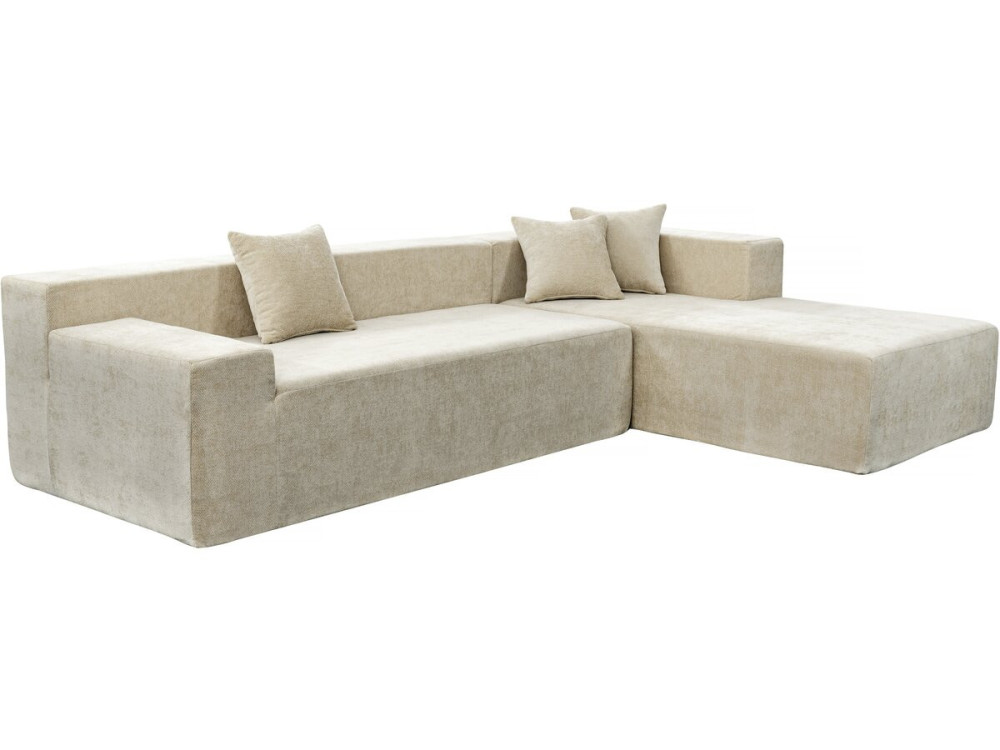 Sofá esquinero de tela texturizada «Tessaro» - 4 plazas - Beige