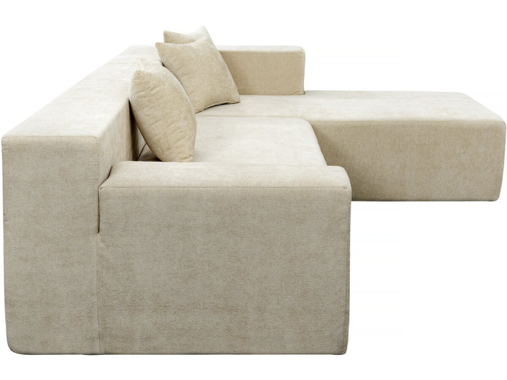 Sofá esquinero de tela texturizada «Tessaro» - 4 plazas - Beige