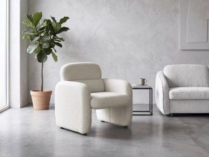 Tumbona "Cozmo" de tela jaspeada - 78 x 79 x 77 cm - Crema 2