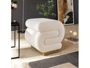 Puff de madera "Sally" 40 x 42 x 42 cm - Crema 2