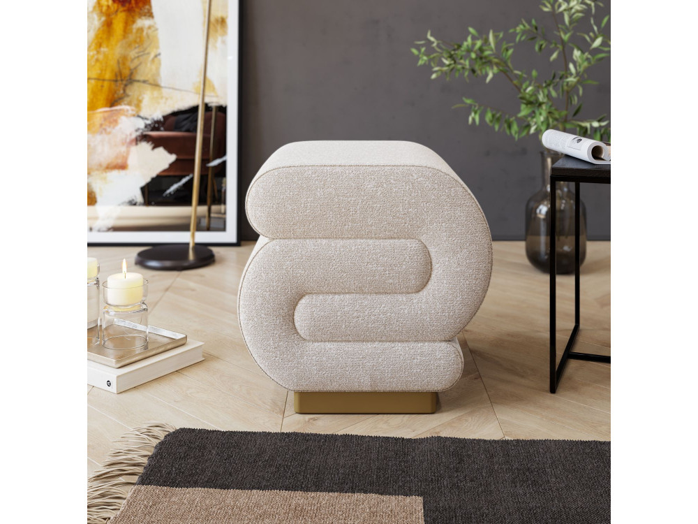 Puff de madera "Sally" 40 x 42 x 42 cm - Crema