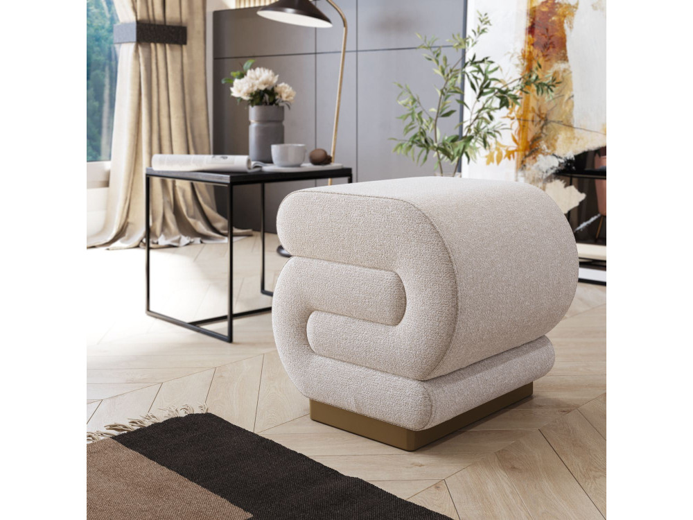 Puff de madera "Sally" 40 x 42 x 42 cm - Crema