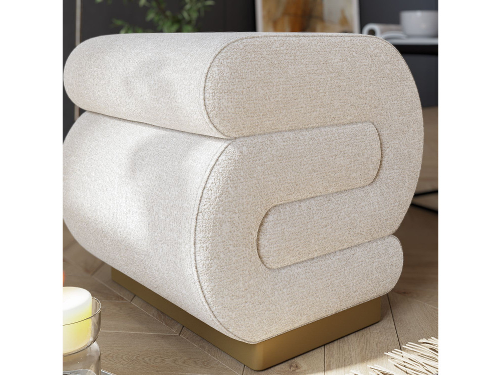 Puff de madera "Sally" 40 x 42 x 42 cm - Crema