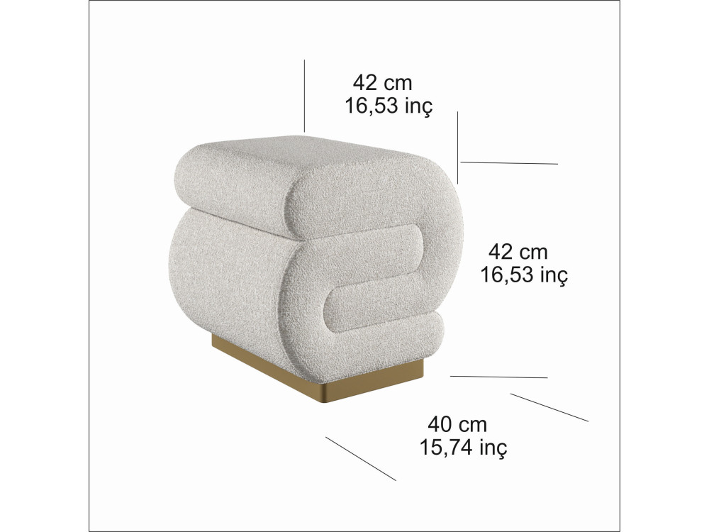 Puff de madera "Sally" 40 x 42 x 42 cm - Crema