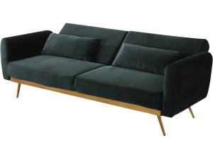 Sofá cama/clic clac terciopelo - "Donia" - 3 plazas - Verde oscuro