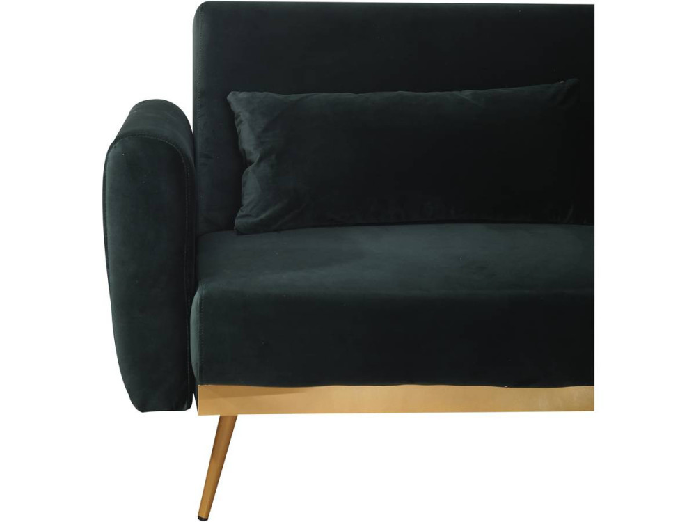 Sofá cama/clic clac terciopelo - "Donia" - 3 plazas - Verde oscuro