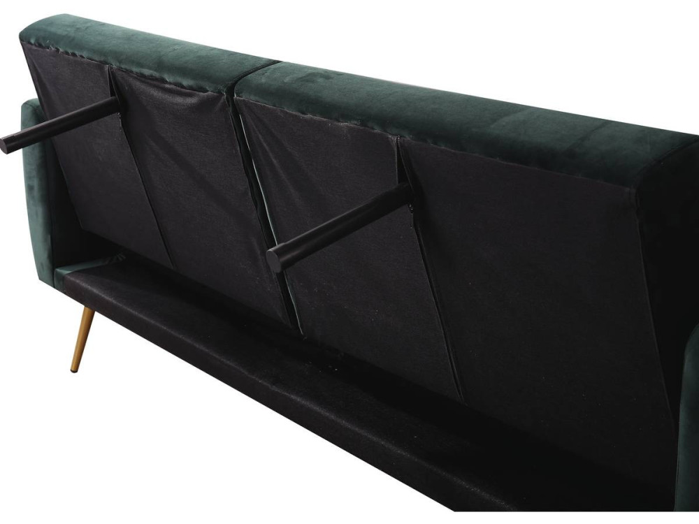 Sofá cama/clic clac terciopelo - "Donia" - 3 plazas - Verde oscuro