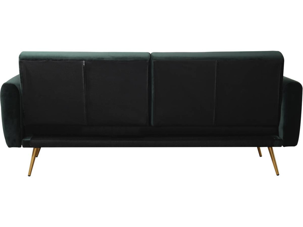 Sofá cama/clic clac terciopelo - "Donia" - 3 plazas - Verde oscuro