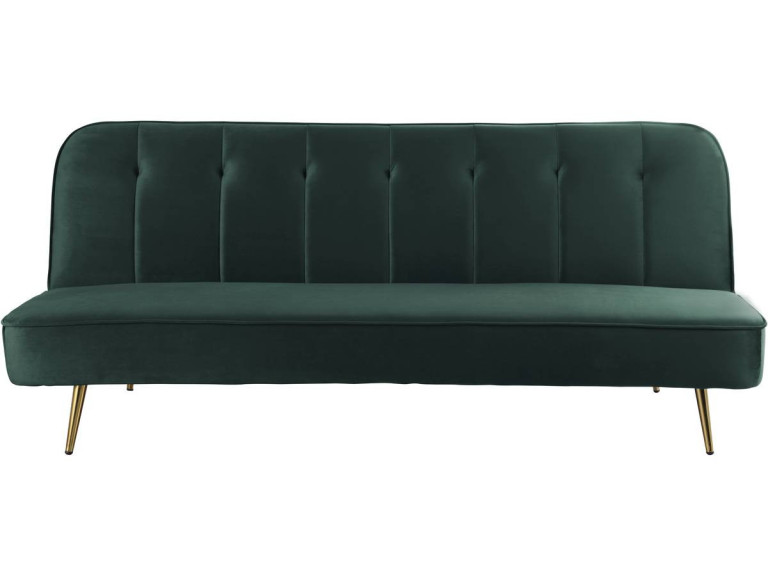 Sofá cama/clic clac terciopelo "James" - 180 x 83 x 75 cm - 3 plazas - Verde oscuro