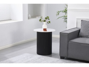 Mesa auxiliar de cerámica "Eclat", mesita de noche - 50 x 50 x 55 cm - Blanco 2