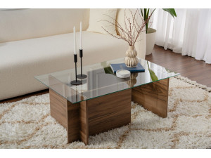 Mesa baja de madera "Vetrino" - 105 x 65 x 40 cm - Nogal 2