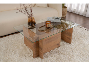 Mesa baja de madera "Vetrino" - 105 x 65 x 40 cm - Pino Atlántico 2
