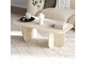 Mesa baja de madera "Becaj" - 120 x 60 x 41 cm - Travertino 2