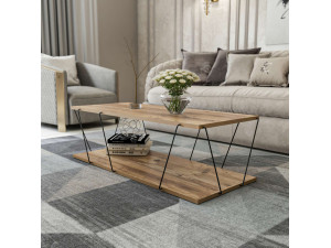 Mesa baja de madera "Zisino" - 120 x 50 x 30 cm - Marrón 2