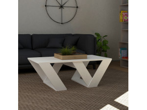 Mesa baja de madera "Pipra" - 110 x 60 x 40 cm - Blanco 2
