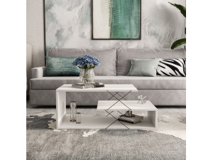 Mesa baja de madera "Cayenne" - 100 x 50 x 40 cm - Blanco 2