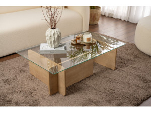 Mesa baja de madera "Flavio" - 105 x 65 x 30 cm - Roble 2
