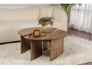 Mesa baja de madera "Moira" - 90 x 90 x 41 cm - Nogal 2