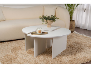 Mesa baja de madera "Moira" 90 x 90 x 41 cm - Blanco natural 2