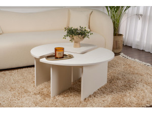 Mesa baja de madera "Moira" 90 x 90 x 41 cm - Madera blanca 2