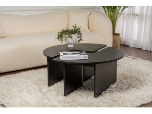 Mesa baja de madera "Moira" 90 x 90 x 41 cm - Madera negra 2