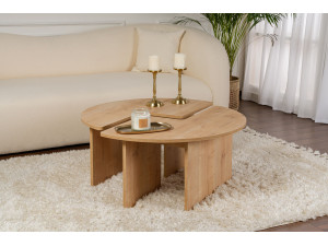 Mesa baja de madera "Moira" 90 x 90 x 41 cm - Roble 2
